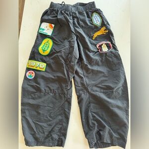 Free People (XS) Black Patchwork Cargo Pants with Colorful Embroidered Patches